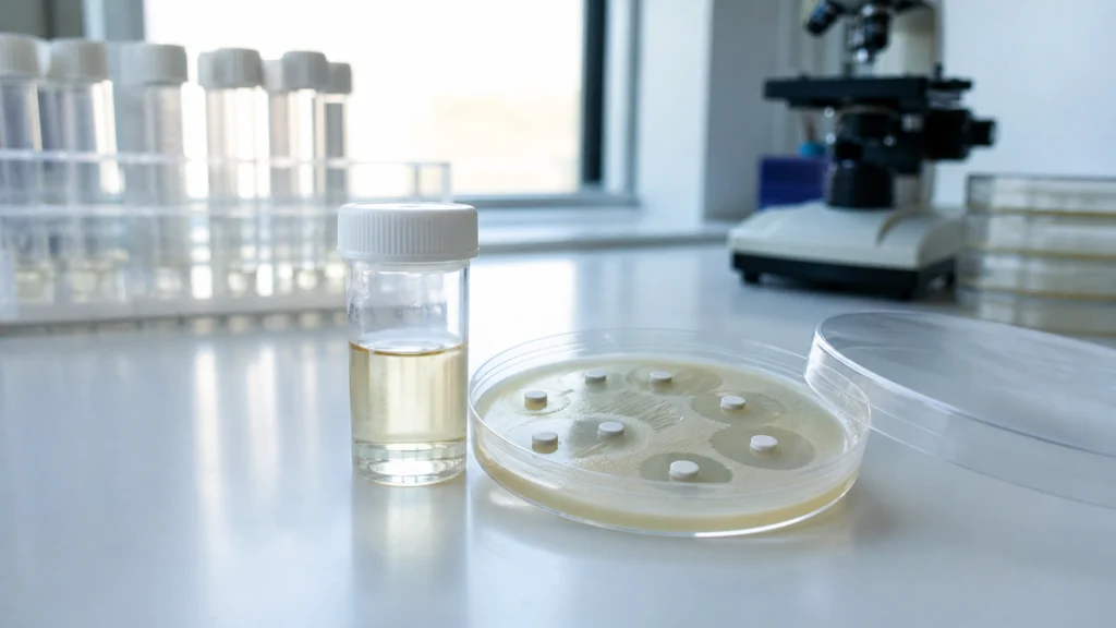 Échantillon d’urine et antibiogramme en laboratoire médical